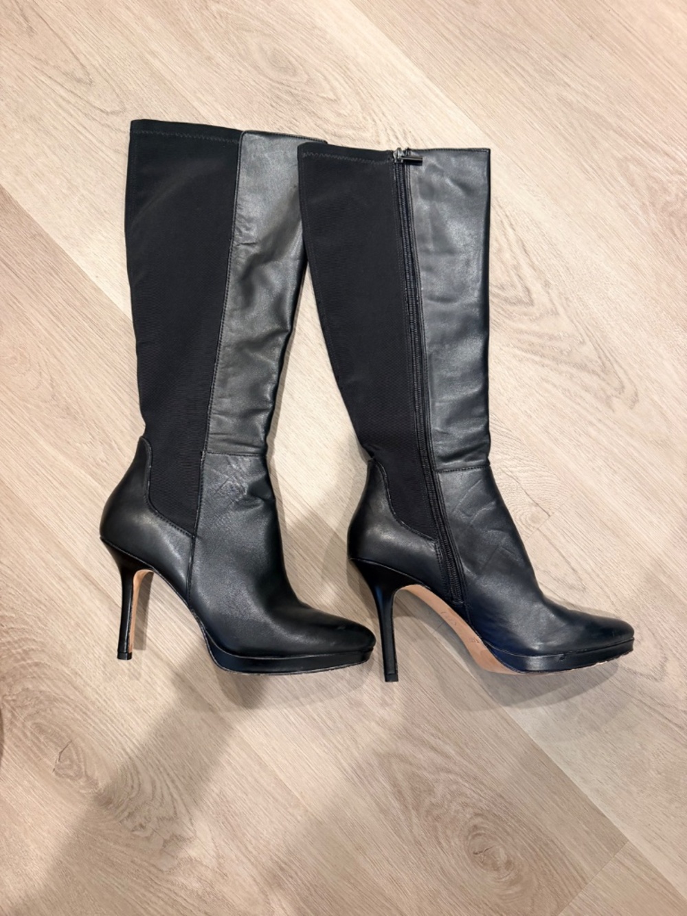 White House Black Market Black Leather Over The Knee High Heel Boots - Picture 5 of 6